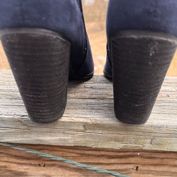 Carlos Santana Blue Camira Suede Wedge Heel Ankle Booties Women's 9M - Picture 7 of 9